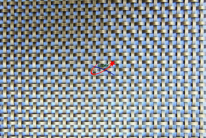Architectural  Brass Woven Wire Grille For Furniture Display Cabinet Door Panels or Wine Cabinets